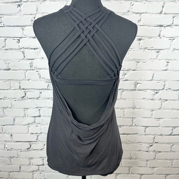 Lululemon Free To Be Wild Tank Top Sports Bra Size 6 Gray Strappy Drape Back - Picture 3 of 10